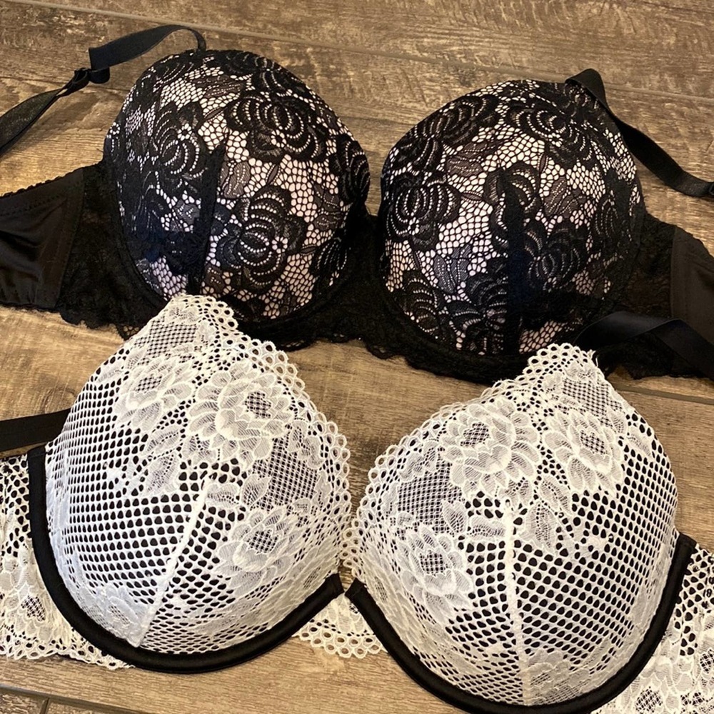 AMBRIELLE Black Pink Lace Underwire Bra Set 38DD